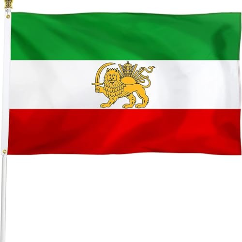 Whyzsjnclg Banderas de país, Bandera iraní de 3 x 5 pies, Banderas de país con Ojales de latón, Bandera Vibrante de 3 x 5 para exhibición en Interiores y Exteriores