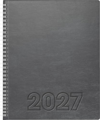 BRUNNEN Buchkalender Mod. Manager Wt 7 weektimer 2027 | 210×260 mm, Kunstleder, grau | 21×26 cm, Kunstleder, grau