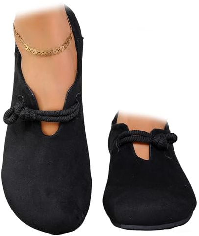 Zapatos planos ortopédicos de gamuza Mary Jane para mujer, elegantes, de gamuza, puntera redonda, zapatos de vestir antideslizantes y cómodos
