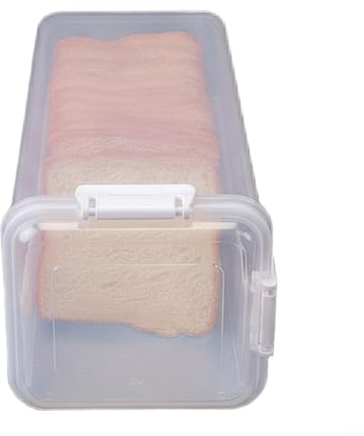 BEAZOOM Contenitore ermetico per il pane con coperchio in silicone e vassoio estraibile, per pagnotte, baguette, materiale alimentare in polipropilene, 34 x 14 x 14 cm, bianco (nero)