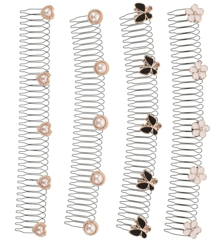 JOYOFREELY 4pcs U Shape Invisible Hair Combs Zinc Alloy Hair Finishing Fixer Secures Loose Strands Wide Comb Suitable for Styling