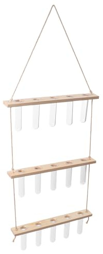 iplusmile Vaso da Parede con Supporto in Legno a 3 Livelli per Coltivazione in Acqua Contenitore in Vetro Verticale Design Salvaspazio per Piante e Pothos per Decorazione Casa