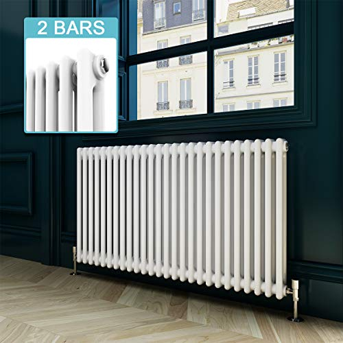 ELEGANT 600 x 1164 mm Cast Iron Style Traditional Column Radiator Horizontal Designer with White Double Column