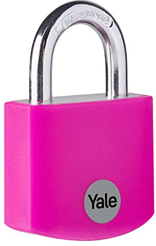 Yale Lucchetto in alluminio YE3B/38/119/1/P rosa, corpo 38mm, arco in acciaio, 3 chiavi