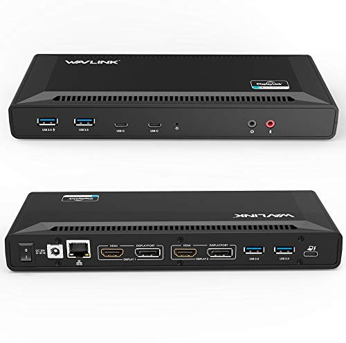 WAVLINK Station d'accueil 5k/Dual 4k, 2X(HDMI+Displayport), 4xUSB3.0, 2xUSB-C, hôte chargeant jusqu'à 65W, Gigabit Ethernet, Audio&Mic, Compatible avec MacBook Neo, Mac OS et Windows