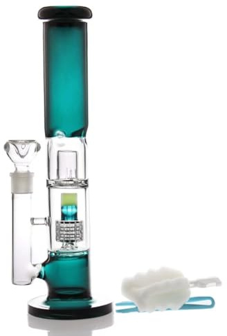 Big Bong gravitations-glasbong med tornadoperkolat, gröna vattenbågar med 14,5 mm bongskål, höjd 33 cm, vikt 800 g, glaspipa för rökning, vattenpipa, glasbongar, oljerig, rökpipa