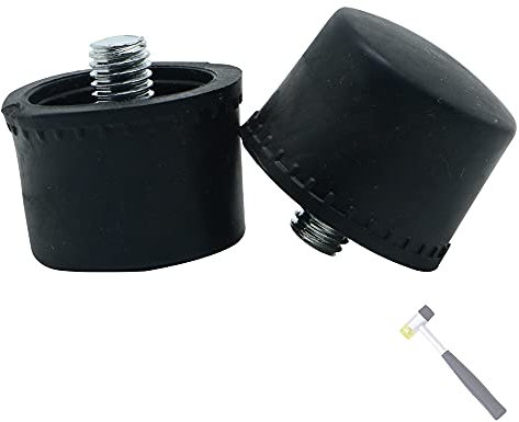 ExcInter Rubber Mallet 2 Pcs Black 30mm Hammer Head Tap Work Face Glazing Window Beads Non-Marking Nylon Tool Plastic
