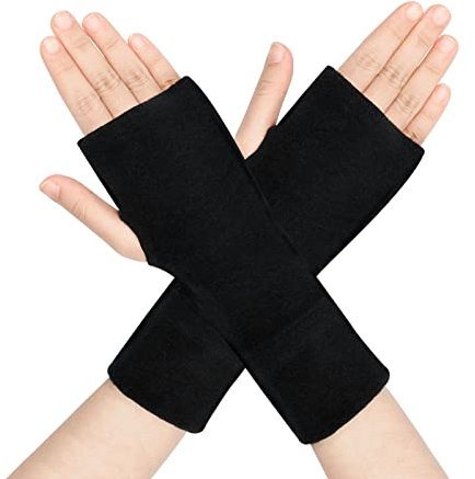 Jinlaili Damen Fingerlose Handschuhe Schwarz, Winter Halb Handschuhe Damen, Gestrickte Halb Fingerlose Fäustlinge, Fingerless Armstulpen Fäustlinge, Winter Handschuhe Damen Strick Handschuhe