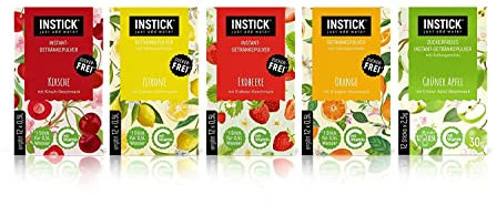 INSTICK Boisson instantanée sans sucre | Lot 2-5 paquets de 12 sachets chacun pour 12x0,5L | différentes sortes classiques | boisson en poudre - végétalienne, faible en calories, avec vitamine C