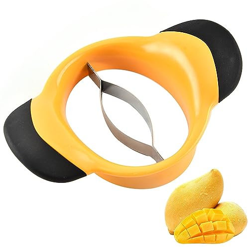 Mango Peeler Mango Slicer Peeler and Pit Remover Tool Mango Splitter Fruit Slicer Cutter Pitter Non-Slip Silicon Ergonomic Handles With 1 Fruit Fork