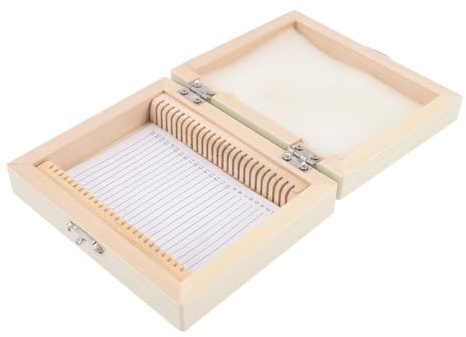iplusmile Holzobjektträger Schachtel Für 25 Objektträger Mikroskop Schieberhalter Aus Naturholz Mit Metallverschluss Aufbewahrungsbox Für Präparate Labor Schule