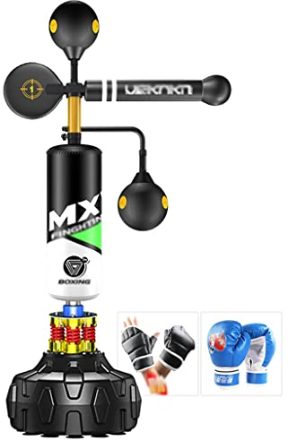FIFOR Box-Geschwindigkeitstrainer, Boxsack mit 360°-Drehstange und Handschuhen Boxtraining Reaktion/Geschwindigkeit/Koordination, Stress abbauen, for Kinder und Erwachsene