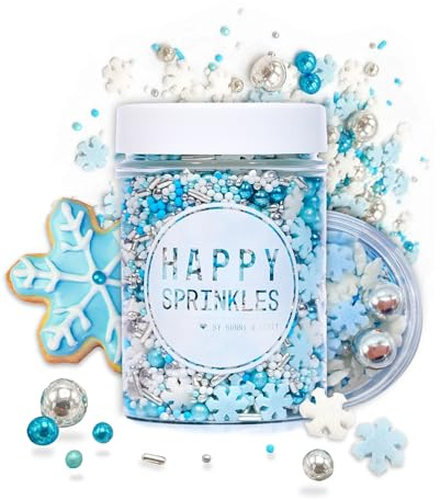 Happy Sprinkles FROST QUEEN -Weihnachts Streusel Frozen Torten Deko 90g | Weihnachtlicher Streuselmix mit Schokolade, für Torten, Cupcakes & Kekse, ideal für Advents- & Weihnachtsbacken