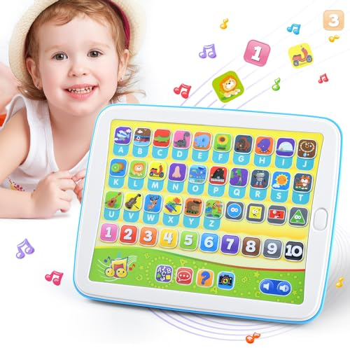 PLAY Bilingual Spanish & English Learning Toys for Toddlers 1-3, Kids Interactive Learning Tablet, Childrens Alphabet ABC/Words/Numbers/Colors Learning Pad, Education Toy for Babies 24 Month+