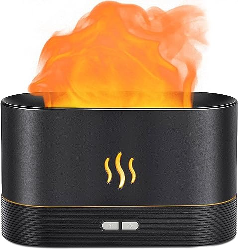 Humidificador difusor de Aire de Llama, difusor de Aroma Mejorado para aceites Esenciales, aromaterapia ultrasónica, Humedad de Niebla de Fuego con 2 Modos de Brillo, diseño portátil de Apagado