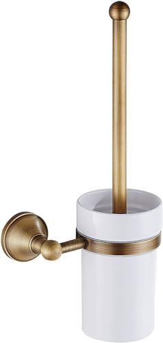 JQFDD Brosse de Toilette WC Laiton Brossé Antique Brosses WC et Supports Murale Antique Balayette WC, Antibactérienne à Séchage Rapide