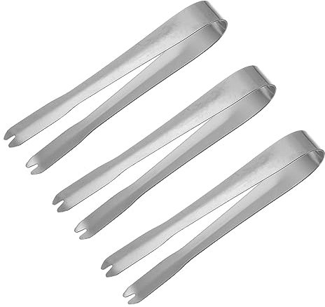 QUARKZMAN Service Pinces, 3pcs 5.2pouce - 410 Inox Acier Glace Pinces, Petites Pinces pour Apéritifs, Sucre, Charcuterie, Dessert, Thé Fêtes, Bar, Café (Argent)