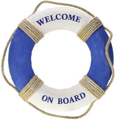 PRETYZOOM Nautischer Rettungsring Dekor Lebensring für Wanddeko Maritime Themen Blau Weiß für Boot Pool und Hausdekoration