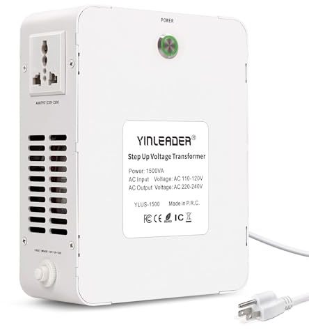 Yinleader 1500w 110v-120v to 220v-240v Step Up Transformer Power Voltage Converters(White)