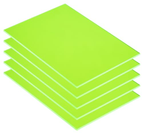 QUARKZMAN 5 Stück PMMA Acrylplatten Farbige Transparente Leuchtend Grüne | 7 x 5 Zoll, Für DIY-Projekte Kunst Basteln Lasergravur & -schneiden, Acrylplatten