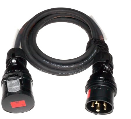 CEE Starkstromkabel (1,5m-50m) 16A Verlängerungskabel Titanex H07RN-F 5x1,5mm² mit schwarzem PCE Shark Stecker und Kupplung, Event-Line von Event-Kabel&more (10 Meter)