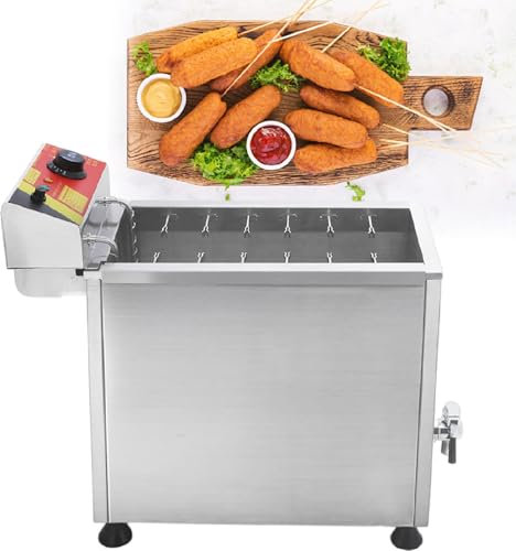 Corn Dog Fryer Electric, Commercial Cheese Hot Dogs Sticks Maker Machine, Automatic Deep Fryers for Kitchen Restaurant Home,110V