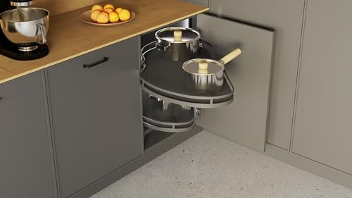 STOLMET Eckregal Eckkorb In Nierenform Organizer Für Eckschrank Ausziehbar Nierenregal Breite 100 cm Front 60 cm Links Graphit