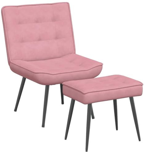 vidaXL Vilstol med fotpall rosa sammet, stol, matstol, kontorsstol, relaxstol, vardagsrumsstol, avkopplande sittplatser, sammetsstol