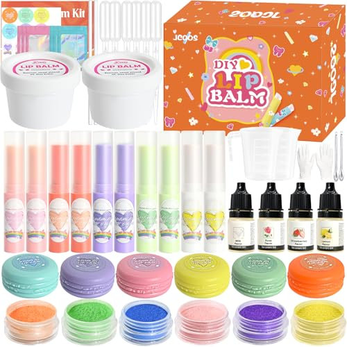 Lippenbalsam Making Kit, JUYRLE Lipgloss Selber Machen, Lip Gloss Lippenstift DIY Herstellungsset Set, Einfaches & Lustiges Kosmetik Make Up Teenager Mädchen Geschenke für Frauen Kinder