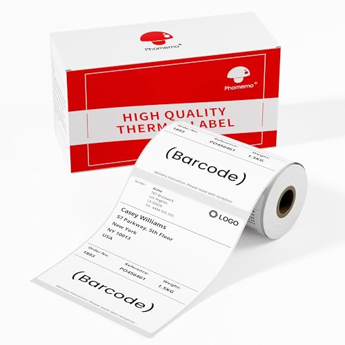 Phomemo Etiquetas térmicas de envío, 80 unidades, 85 mm x 102 mm, etiquetas térmicas para etiquetas de envío, direcciones, correos, compatibles con impresora de etiquetas M421