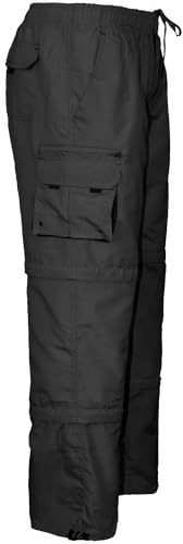 Mens 3 in 1 Cargo Trouser, Zip Off Elasticated Waist Combat Summer, From Trousers to 3/4 Long Shorts to Knee Length Shorts All in One Bottoms Pants with Multi-Pockets M-3XL