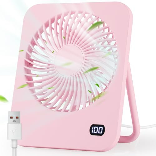 Geepen Ventilatore da Tavolo USB Ventilator da Scrivania Ufficio 180° Pieghevole Regolabile 5 Marcia Velocità Portatile Silenzio Appeso Mini Ventilatore per Casa/Scuola/Campeggio