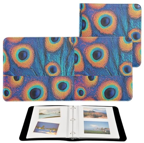 Álbum de fotos con textura de piel de pavo real, páginas autoadhesivas para fotos de todos los tamaños, fotos de 4 x 6, 5 x 7, 6 x 8 pulgadas