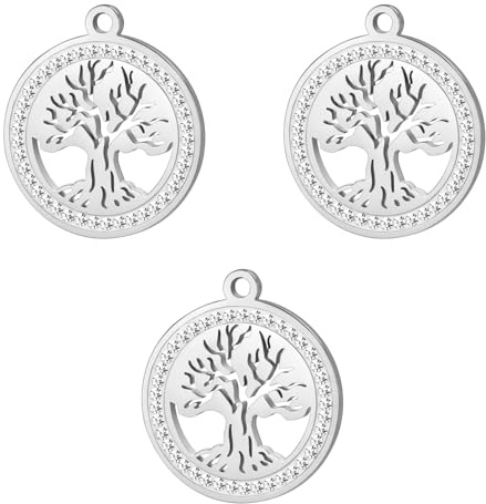 kkjoy 3Pcs Ciondoli di Albero della Vita Fai-da-te in Acciaio Inox per la Creazione di Gioielli e l'Artigianato, per Fare Orecchini Collana Bracciale (Albero della Vita 1)
