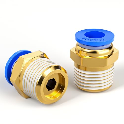 TAILONZ PNEUMATIC Racor recto macho de 8 mm de diámetro exterior x 1/2 BSP PC8-04 (Pack de 2)