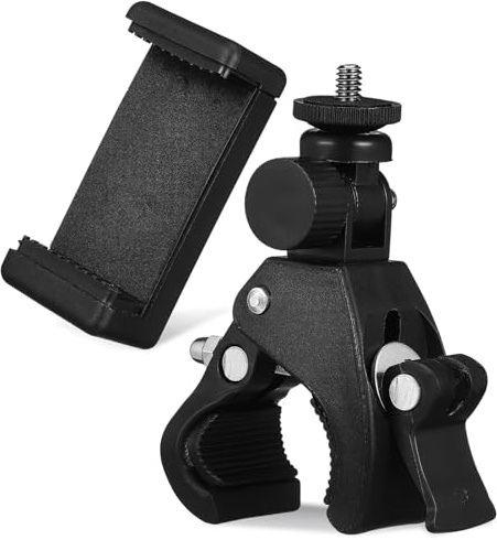 AKOOSY Adjustable Rotating Microphone Stand with Secure Clamp Phone Holder Clip Made of Sturdy Abs Material for Hands-free Recording and Music Compatible with Mic Stand Types
