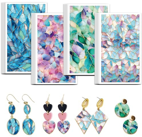 OLYCRAFT 24 Stück Mosaik Transferpapier 4 Design Marmormuster Transferpapier Für Polymer Ton Transferblätter Gefärbtes Glas Ton Transferblätter Kleine Keramik Aufkleber Für Ohrringen Und Schmuck