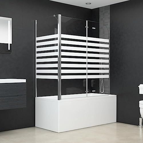 Generic Badewannenabtrennung, 120 X 68 X 130 Cm, Streifen aus Gehärtetem Glas, Faltbares Design, Stützarm, Einfache Installation mit Montagematerialien, Moderne Badezimmer-Duschwand für (Weiß)