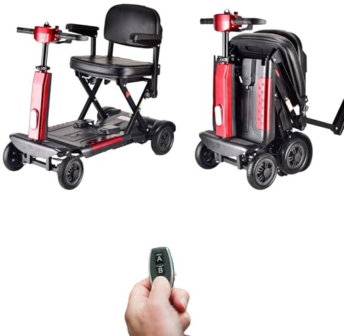 Automatic Folding Mobility Scooter – Ultra Lightweight 22kg, Removable Battery, Portable Boot Scooter, Travel Mobility Chair, 270W Brushless Motor, Remote Control & Electromagnetic Brakes