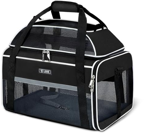 Bolsa de transporte para gatos y perros Lekespring, bolsa para perros y gatos, ampliable hacia arriba, bolsa para gatos hasta 7 kg, caja de transporte para gatos y perros para ir al veterinario en el