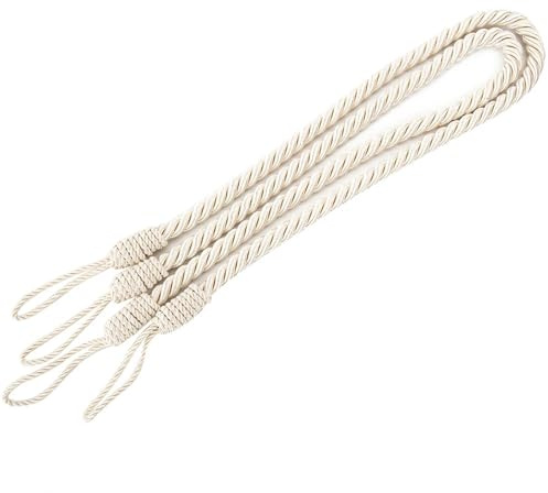UTLODY Alzapaños para Cortinas, 2 Hebillas de Cuerda for Cortina, Grandes alzapaños algodón, satén Liso Trenzado, for Sujetar la