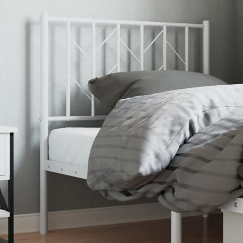 Owoxanthellate Bettkopfteil 80 cm Weiß aus Stahl, Modernes Metall Kopfteil für Bettgestell 80 cm Breit, Rückenlehne Wandkissen Look, Langlebig und Stabil für Schlafzimmer & Jugendzimmer