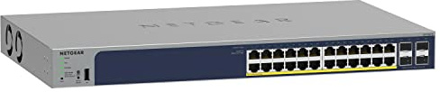 NETGEAR 28-Port PoE Gigabit Ethernet Smart Switch (GS728TP) - Managed, Optional Insight Cloud Management, 24 x PoE+ @ 190W, 4 x 1G SFP, Desktop or Rackmount and Limited Lifetime Protection