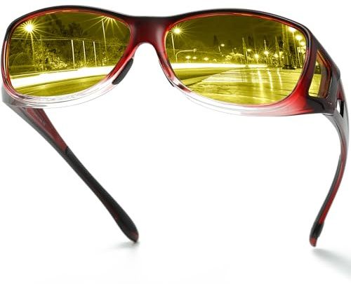 DUCO Polarisierte Nachtfahrtbrille Überbrille für Korrektionsbrille für Brillenträger Polarisierte Nachtsichtbrille 8953Y