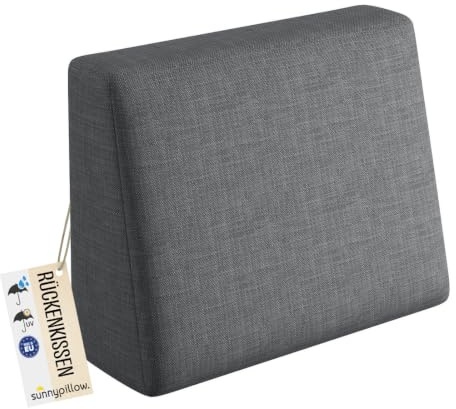 sunnypillow Palettenkissen Outdoor, wasserdicht, UV-lichtecht - Rückenkissen 60x40x20cm - Palettenauflage für Palettensofa für Haus und Garten - Palettenpolster für Palettenmöbel - Kissen Anthrazit