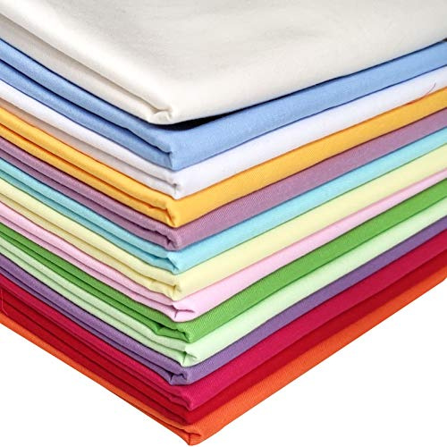 Qililandiy 14 Stück Baumwollstoff 100% Baumwolle Nähstoffe mit verschiedenen Farben Patchwork DIY Stoffpaket 46x56cm Zugeschnittene Stoff Quadrate zum Nähen Handwerk Deko Mehrfarbig