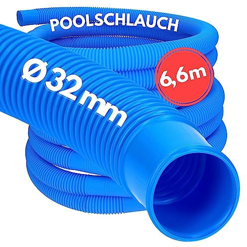 Kalitec - Tubo flessibile per la pompa della piscina, 32 mm, blu, lunghezza 6,6 m