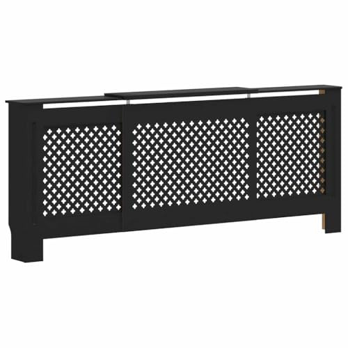 vidaXL Heizkörperverkleidung mit Querlatten Heizungsabdeckung Heizungsverkleidung Heizkörperabdeckung Heizung Abdeckung Heizkörper MDF Schwarz 205cm