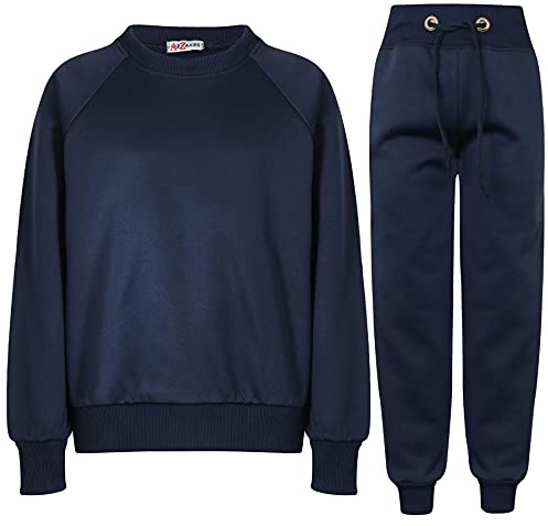 A2Z 4 Kids Girls Boys Plain Raglan Sleeves Fleece Tracksuit - T.S Plain Jumper 111 Navy 7-8