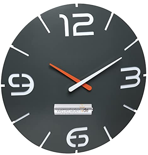 TFA Dostmann 60.3536 Contour Design Funk-Wanduhr (anthrazit Weiss mit Batterie)